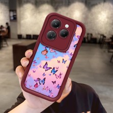 HONTINGA Infinix Hot 40 Pro ile Uyumlu Kılıfı Düşüme Önleyici Basitlik Anti Düşme Kamera Korumali Kelebek Bordo Desen Yumuşak Silikon Telefon Kılıfı Kadın ve Erkek Için Uygundur K2-7227