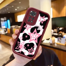 HONTINGA Xiaomi Redmi Note 11S ile Uyumlu Kılıfı Düşüme Önleyici Basitlik Anti Düşme Kamera Korumali Kelebek Bordo Desen Yumuşak Silikon Telefon Kılıfı Kadın ve Erkek Için Uygundur K2-7232