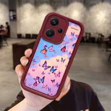 HONTINGA Xiaomi Redmi Note 13 Pro Plus 5g ile Uyumlu Kılıfı Düşüme Önleyici Basitlik Anti Düşme Kamera Korumali Kelebek Bordo Desen Yumuşak Silikon Telefon Kılıfı Kadın ve Erkek Için Uygundur K2-7227