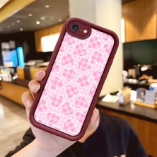 HONTINGA iPhone Se 2020 ile Uyumlu Kılıfı Düşüme Önleyici Basitlik Anti Düşme Kamera Korumali Leopar Kalp Bordo Desen Yumuşak Silikon Telefon Kılıfı Kadın ve Erkek Için Uygundur K2-7228