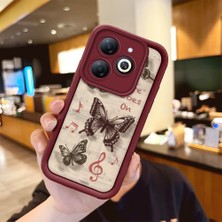 HONTINGA Tecno Spark Go 2024 ile Uyumlu Kılıfı Düşüme Önleyici Basitlik Anti Düşme Kamera Korumali Kelebek Bordo Desen Yumuşak Silikon Telefon Kılıfı Kadın ve Erkek Için Uygundur K2-7226