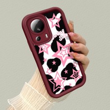 HONTINGA Xiaomi Mi 13 Lite ile Uyumlu Kılıfı Düşüme Önleyici Basitlik Anti Düşme Kamera Korumali Kelebek Bordo Desen Yumuşak Silikon Telefon Kılıfı Kadın ve Erkek Için Uygundur K2-7232