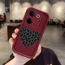 HONTINGA Tecno Camon 20 ile Uyumlu Kılıfı Düşüme Önleyici Basitlik Anti Düşme Kamera Korumali Leopar Kalp Bordo Desen Yumuşak Silikon Telefon Kılıfı Kadın ve Erkek Için Uygundur K2-7228