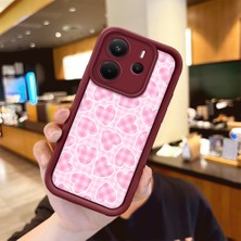 HONTINGA Xiaomi Redmi Note 14 ile Uyumlu Kılıfı Düşüme Önleyici Basitlik Anti Düşme Kamera Korumali Leopar Kalp Bordo Desen Yumuşak Silikon Telefon Kılıfı Kadın ve Erkek Için Uygundur K2-7228