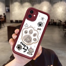 HONTINGA iPhone 12 ile Uyumlu Kılıfı Düşüme Önleyici Basitlik Anti Düşme Kamera Korumali Köpek Bordo Desen Yumuşak Silikon Telefon Kılıfı Kadın ve Erkek Için Uygundur K2-7230