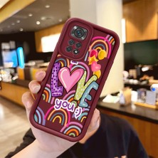HONTINGA Xiaomi Redmi Note 11S ile Uyumlu Kılıfı Düşüme Önleyici Basitlik Anti Düşme Kamera Korumali Kalp Bordo Desen Yumuşak Silikon Telefon Kılıfı Kadın ve Erkek Için Uygundur K2-7233