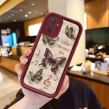 HONTINGA Xiaomi Redmi Note 10 Pro ile Uyumlu Kılıfı Düşüme Önleyici Basitlik Anti Düşme Kamera Korumali Kelebek Bordo Desen Yumuşak Silikon Telefon Kılıfı Kadın ve Erkek Için Uygundur K2-7226