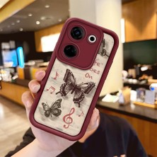 HONTINGA Tecno Camon 20 Pro 4g ile Uyumlu Kılıfı Düşüme Önleyici Basitlik Anti Düşme Kamera Korumali Kelebek Bordo Desen Yumuşak Silikon Telefon Kılıfı Kadın ve Erkek Için Uygundur K2-7226