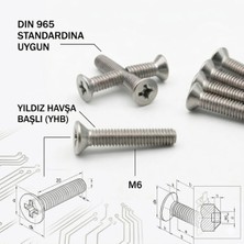Cıvata Deposu Dın 965 M6X60 Yhb Metrik Vida 100 Adet