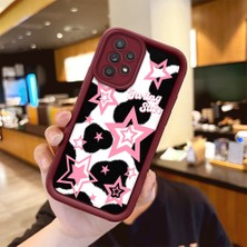 HONTINGA Samsung Galaxy A52 ile Uyumlu Kılıfı Düşüme Önleyici Basitlik Anti Düşme Kamera Korumali Kelebek Bordo Desen Yumuşak Silikon Telefon Kılıfı Kadın ve Erkek Için Uygundur K2-7232