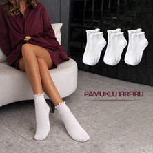Kral Socks 3 Çift Pamuklu Fırfırlı Kadın Patik Çorap – Dikişsiz Burun