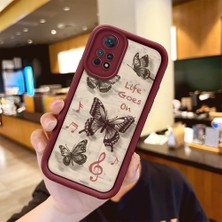 HONTINGA Xiaomi Redmi Note 11 Pro 5g ile Uyumlu Kılıfı Düşüme Önleyici Basitlik Anti Düşme Kamera Korumali Kelebek Bordo Desen Yumuşak Silikon Telefon Kılıfı Kadın ve Erkek Için Uygundur K2-7226