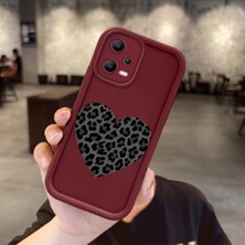 HONTINGA Poco X5 5g ile Uyumlu Kılıfı Düşüme Önleyici Basitlik Anti Düşme Kamera Korumali Leopar Kalp Bordo Desen Yumuşak Silikon Telefon Kılıfı Kadın ve Erkek Için Uygundur K2-7228