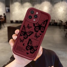 HONTINGA iPhone 14 Pro ile Uyumlu Kılıfı Düşüme Önleyici Basitlik Anti Düşme Kamera Korumali Kelebek Bordo Desen Yumuşak Silikon Telefon Kılıfı Kadın ve Erkek Için Uygundur K2-7232