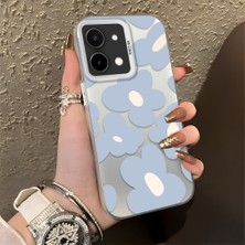 HONTINGA Vivo Y28 ile Uyumlu Kılıfı Silikon Kenar Sert Arka Düşüme Önleyici Basitlik Anti Düşme Kamera Korumali Çiçek Desen Telefon Kılıfı Kadın ve Erkek Için Uygundur K1-0866