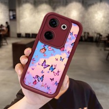 HONTINGA Tecno Camon 20 Pro 4g ile Uyumlu Kılıfı Düşüme Önleyici Basitlik Anti Düşme Kamera Korumali Kelebek Bordo Desen Yumuşak Silikon Telefon Kılıfı Kadın ve Erkek Için Uygundur K2-7227