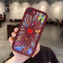 HONTINGA iPhone 7 ile Uyumlu Kılıfı Düşüme Önleyici Basitlik Anti Düşme Kamera Korumali Kalp Bordo Desen Yumuşak Silikon Telefon Kılıfı Kadın ve Erkek Için Uygundur K2-7233
