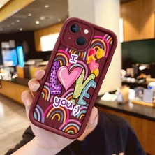 HONTINGA iPhone 15 ile Uyumlu Kılıfı Düşüme Önleyici Basitlik Anti Düşme Kamera Korumali Kalp Bordo Desen Yumuşak Silikon Telefon Kılıfı Kadın ve Erkek Için Uygundur K2-7233