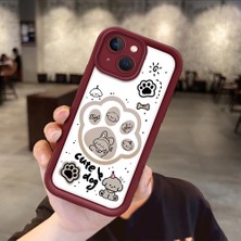 HONTINGA iPhone 15 ile Uyumlu Kılıfı Düşüme Önleyici Basitlik Anti Düşme Kamera Korumali Köpek Bordo Desen Yumuşak Silikon Telefon Kılıfı Kadın ve Erkek Için Uygundur K2-7230