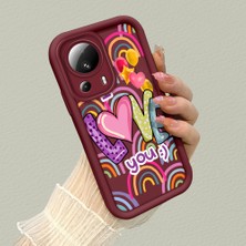 HONTINGA Xiaomi Mi 13 Lite ile Uyumlu Kılıfı Düşüme Önleyici Basitlik Anti Düşme Kamera Korumali Kalp Bordo Desen Yumuşak Silikon Telefon Kılıfı Kadın ve Erkek Için Uygundur K2-7233
