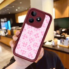 HONTINGA Realme Note 50 ile Uyumlu Kılıfı Düşüme Önleyici Basitlik Anti Düşme Kamera Korumali Leopar Kalp Bordo Desen Yumuşak Silikon Telefon Kılıfı Kadın ve Erkek Için Uygundur K2-7228