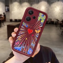 HONTINGA Xiaomi Redmi Note 13 Pro Plus 5g ile Uyumlu Kılıfı Düşüme Önleyici Basitlik Anti Düşme Kamera Korumali Kalp Bordo Desen Yumuşak Silikon Telefon Kılıfı Kadın ve Erkek Için Uygundur K2-7233