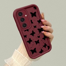 HONTINGA Samsung Galaxy S24 Plus ile Uyumlu Kılıfı Düşüme Önleyici Basitlik Anti Düşme Kamera Korumali Küçük Fiyonk Bordo Desen Yumuşak Silikon Telefon Kılıfı Kadın ve Erkek Için Uygundur K2-7231