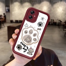 HONTINGA Samsung Galaxy A04E ile Uyumlu Kılıfı Düşüme Önleyici Basitlik Anti Düşme Kamera Korumali Köpek Bordo Desen Yumuşak Silikon Telefon Kılıfı Kadın ve Erkek Için Uygundur K2-7230