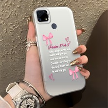 HONTINGA Realme C25 ile Uyumlu Kılıfı Silikon Kenar Sert Arka Düşüme Önleyici Basitlik Anti Düşme Kamera Korumali Fiyonk Desen Telefon Kılıfı Kadın ve Erkek Için Uygundur K1-0865