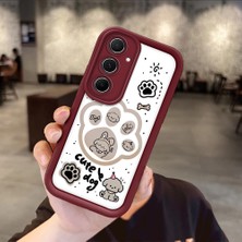 HONTINGA Samsung Galaxy A55 ile Uyumlu Kılıfı Düşüme Önleyici Basitlik Anti Düşme Kamera Korumali Köpek Bordo Desen Yumuşak Silikon Telefon Kılıfı Kadın ve Erkek Için Uygundur K2-7230