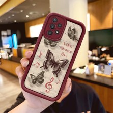 HONTINGA Samsung Galaxy A52 ile Uyumlu Kılıfı Düşüme Önleyici Basitlik Anti Düşme Kamera Korumali Kelebek Bordo Desen Yumuşak Silikon Telefon Kılıfı Kadın ve Erkek Için Uygundur K2-7226