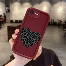 HONTINGA iPhone 16E ile Uyumlu Kılıfı Düşüme Önleyici Basitlik Anti Düşme Kamera Korumali Leopar Kalp Bordo Desen Yumuşak Silikon Telefon Kılıfı Kadın ve Erkek Için Uygundur K2-7228