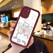 HONTINGA Xiaomi Redmi Note 10 4g ile Uyumlu Kılıfı Düşüme Önleyici Basitlik Anti Düşme Kamera Korumali Kelebek Bordo Desen Yumuşak Silikon Telefon Kılıfı Kadın ve Erkek Için Uygundur K2-7227