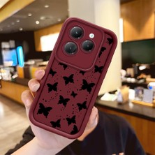 HONTINGA Infinix Hot 40 ile Uyumlu Kılıfı Düşüme Önleyici Basitlik Anti Düşme Kamera Korumali Küçük Fiyonk Bordo Desen Yumuşak Silikon Telefon Kılıfı Kadın ve Erkek Için Uygundur K2-7231