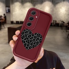 HONTINGA Samsung Galaxy A55 ile Uyumlu Kılıfı Düşüme Önleyici Basitlik Anti Düşme Kamera Korumali Leopar Kalp Bordo Desen Yumuşak Silikon Telefon Kılıfı Kadın ve Erkek Için Uygundur K2-7228