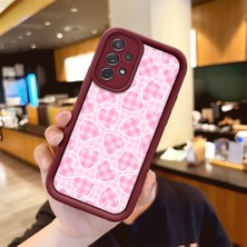 HONTINGA Samsung Galaxy A72 ile Uyumlu Kılıfı Düşüme Önleyici Basitlik Anti Düşme Kamera Korumali Leopar Kalp Bordo Desen Yumuşak Silikon Telefon Kılıfı Kadın ve Erkek Için Uygundur K2-7228