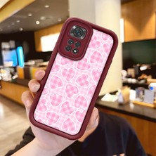 HONTINGA Xiaomi Redmi Note 11S ile Uyumlu Kılıfı Düşüme Önleyici Basitlik Anti Düşme Kamera Korumali Leopar Kalp Bordo Desen Yumuşak Silikon Telefon Kılıfı Kadın ve Erkek Için Uygundur K2-7228
