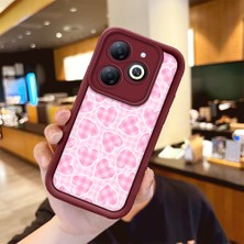 HONTINGA Infinix Smart 8 ile Uyumlu Kılıfı Düşüme Önleyici Basitlik Anti Düşme Kamera Korumali Leopar Kalp Bordo Desen Yumuşak Silikon Telefon Kılıfı Kadın ve Erkek Için Uygundur K2-7228