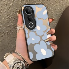 HONTINGA Vivo V50 Lite ile Uyumlu Kılıfı Silikon Kenar Sert Arka Düşüme Önleyici Basitlik Anti Düşme Kamera Korumali Çiçek Desen Telefon Kılıfı Kadın ve Erkek Için Uygundur K1-0866