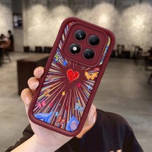 HONTINGA Xiaomi Redmi Note 14 Pro ile Uyumlu Kılıfı Düşüme Önleyici Basitlik Anti Düşme Kamera Korumali Kalp Bordo Desen Yumuşak Silikon Telefon Kılıfı Kadın ve Erkek Için Uygundur K2-7233