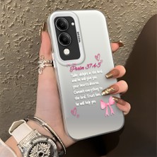 HONTINGA Vivo Y04 ile Uyumlu Kılıfı Silikon Kenar Sert Arka Düşüme Önleyici Basitlik Anti Düşme Kamera Korumali Fiyonk Desen Telefon Kılıfı Kadın ve Erkek Için Uygundur K1-0865