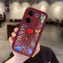 HONTINGA Tecno Camon 20 Pro 4g ile Uyumlu Kılıfı Düşüme Önleyici Basitlik Anti Düşme Kamera Korumali Kalp Bordo Desen Yumuşak Silikon Telefon Kılıfı Kadın ve Erkek Için Uygundur K2-7233