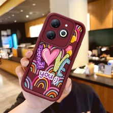HONTINGA Tecno Spark 20 ile Uyumlu Kılıfı Düşüme Önleyici Basitlik Anti Düşme Kamera Korumali Kalp Bordo Desen Yumuşak Silikon Telefon Kılıfı Kadın ve Erkek Için Uygundur K2-7233