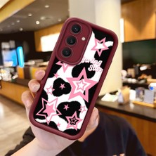 HONTINGA Samsung Galaxy S24 Plus ile Uyumlu Kılıfı Düşüme Önleyici Basitlik Anti Düşme Kamera Korumali Kelebek Bordo Desen Yumuşak Silikon Telefon Kılıfı Kadın ve Erkek Için Uygundur K2-7232