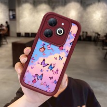 HONTINGA Infinix Smart 8 Pro ile Uyumlu Kılıfı Düşüme Önleyici Basitlik Anti Düşme Kamera Korumali Kelebek Bordo Desen Yumuşak Silikon Telefon Kılıfı Kadın ve Erkek Için Uygundur K2-7227