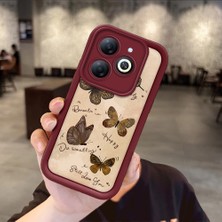 HONTINGA Tecno Spark 20 ile Uyumlu Kılıfı Düşüme Önleyici Basitlik Anti Düşme Kamera Korumali Kelebek Bordo Desen Yumuşak Silikon Telefon Kılıfı Kadın ve Erkek Için Uygundur K2-7226