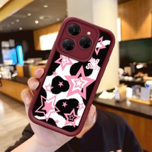 HONTINGA Tecno Spark 20 Pro ile Uyumlu Kılıfı Düşüme Önleyici Basitlik Anti Düşme Kamera Korumali Kelebek Bordo Desen Yumuşak Silikon Telefon Kılıfı Kadın ve Erkek Için Uygundur K2-7232