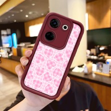 HONTINGA Tecno Camon 20 ile Uyumlu Kılıfı Düşüme Önleyici Basitlik Anti Düşme Kamera Korumali Leopar Kalp Bordo Desen Yumuşak Silikon Telefon Kılıfı Kadın ve Erkek Için Uygundur K2-7228