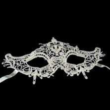 ENG Beyaz Renk Dantel Kesim Dantel Işlemeli Balo Parti Maskesi 2 No