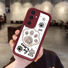 HONTINGA Samsung Galaxy S24 Plus ile Uyumlu Kılıfı Düşüme Önleyici Basitlik Anti Düşme Kamera Korumali Köpek Bordo Desen Yumuşak Silikon Telefon Kılıfı Kadın ve Erkek Için Uygundur K2-7230